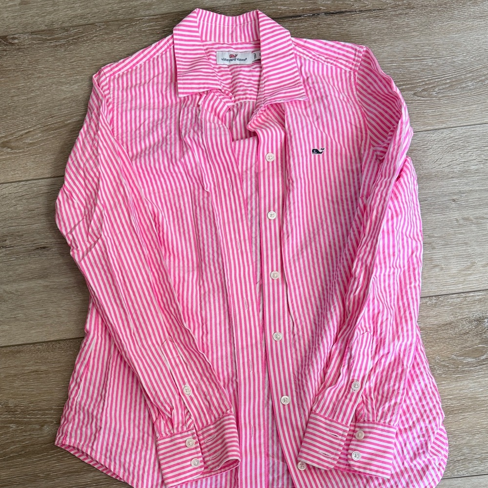 Vineyard Vines Pink and White Striped Shirt